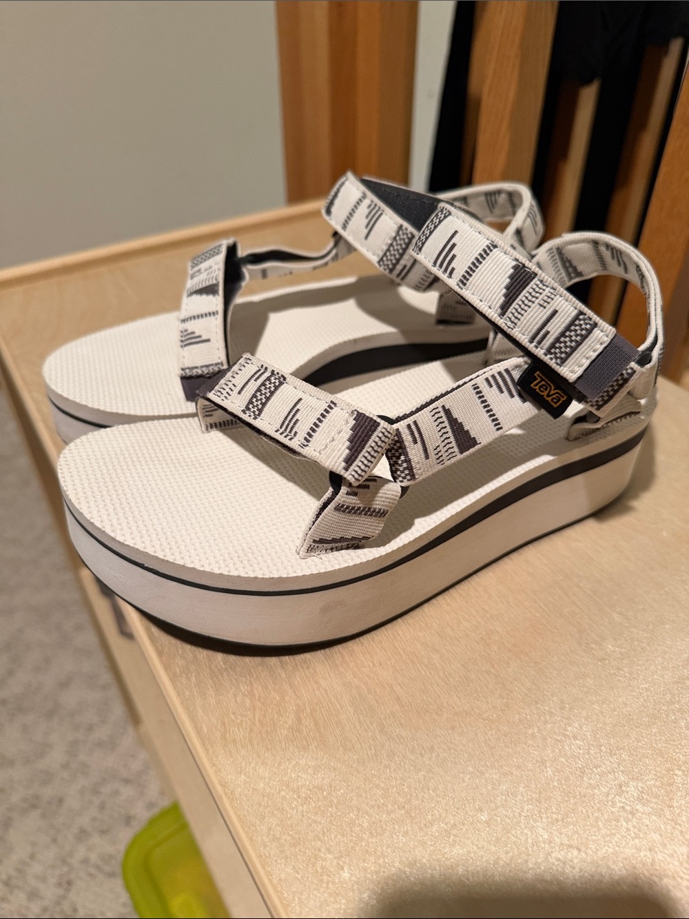 Teva Women’s White and Black Patterned Platform Sandals